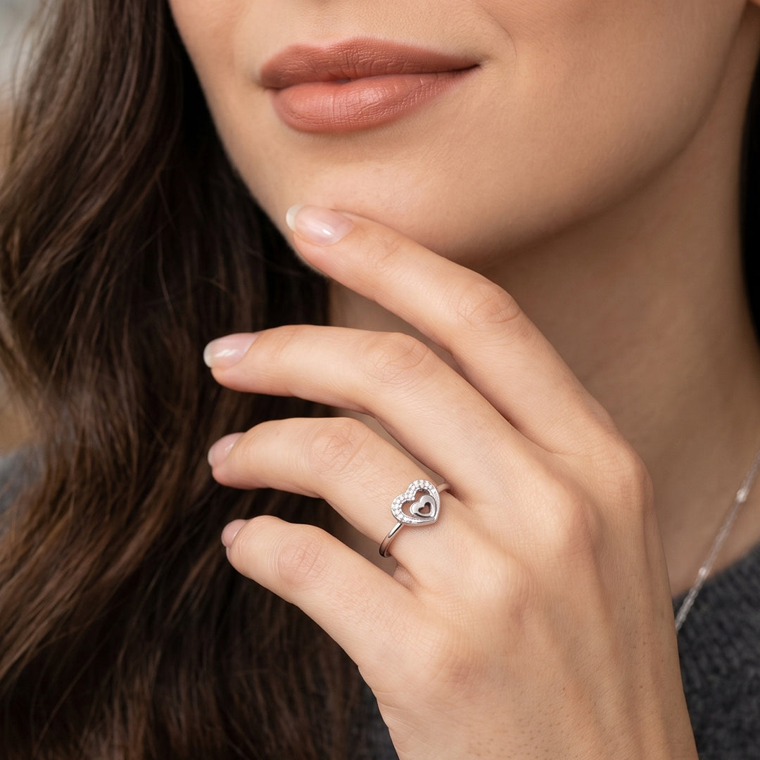 Double Heart Silver Ring Silver ring