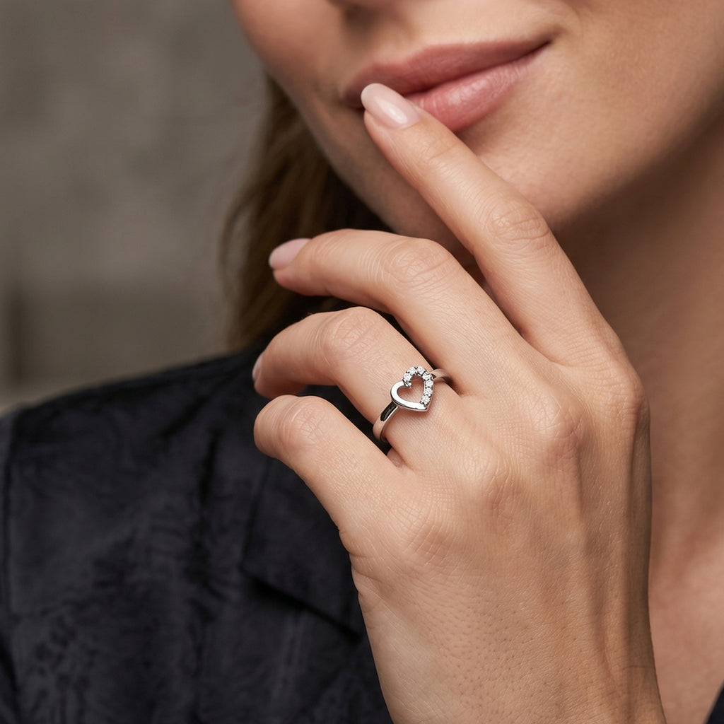 925 Sterling Silver Heart Solitaire Ring