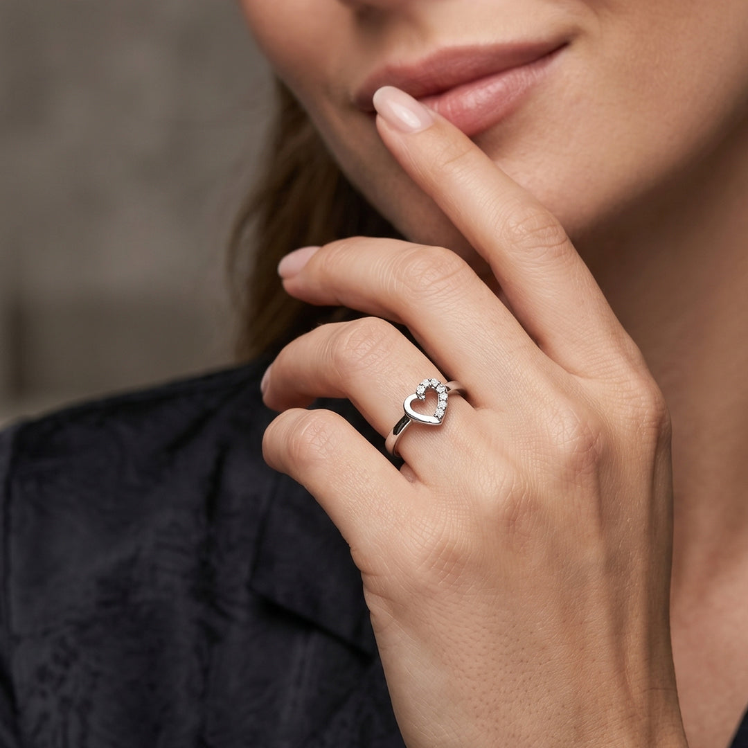 925 Sterling Silver Heart Solitaire Ring