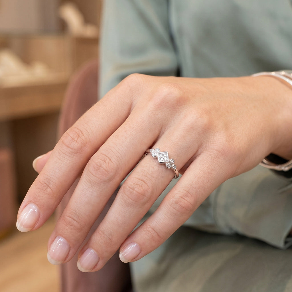 Minimal Triple Stone  Ring