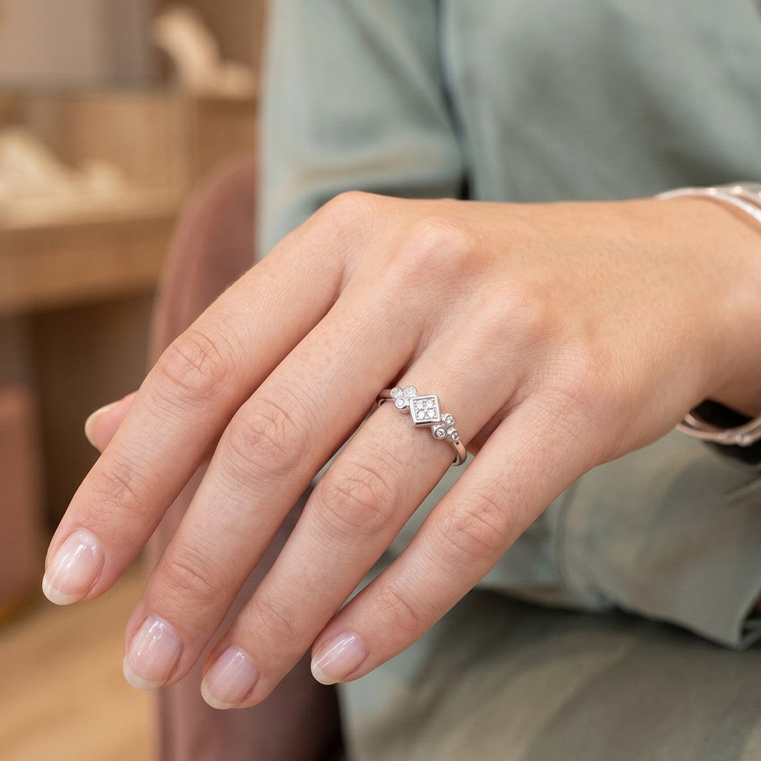 Minimal Triple Stone  Ring