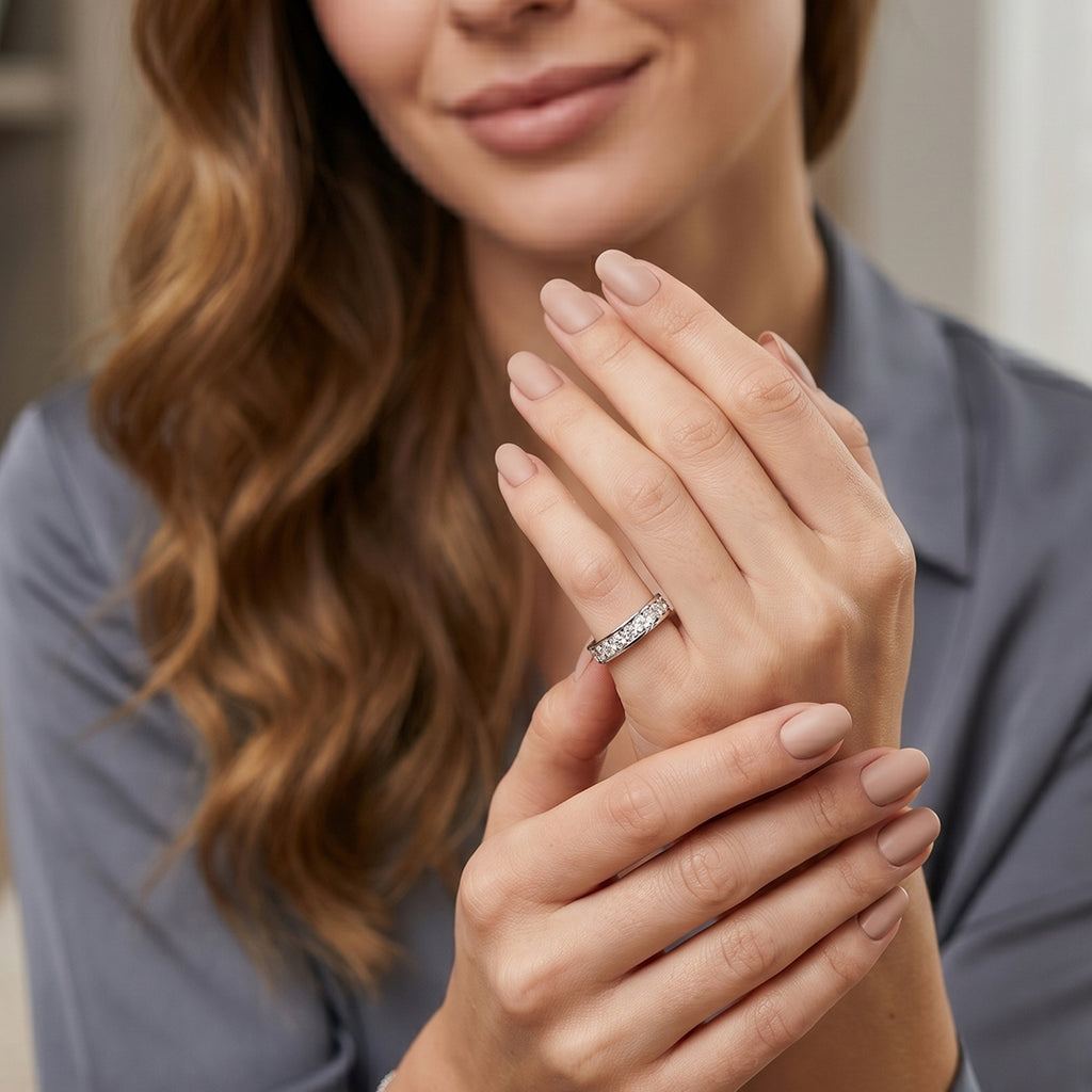 925 Sterling Silver CZ Eternity Band Ring