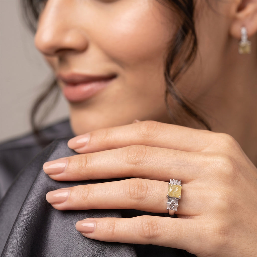Yellow Stone Silver Ring