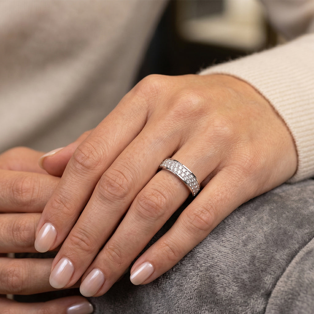 Classic Silver Stone Band Ring