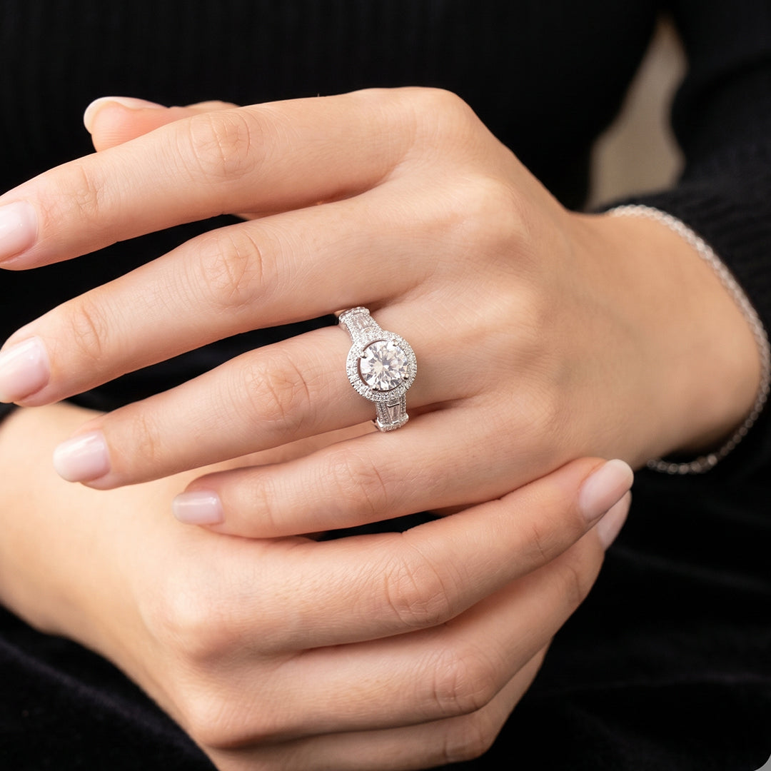 Sterling Silver Halo Statement Ring