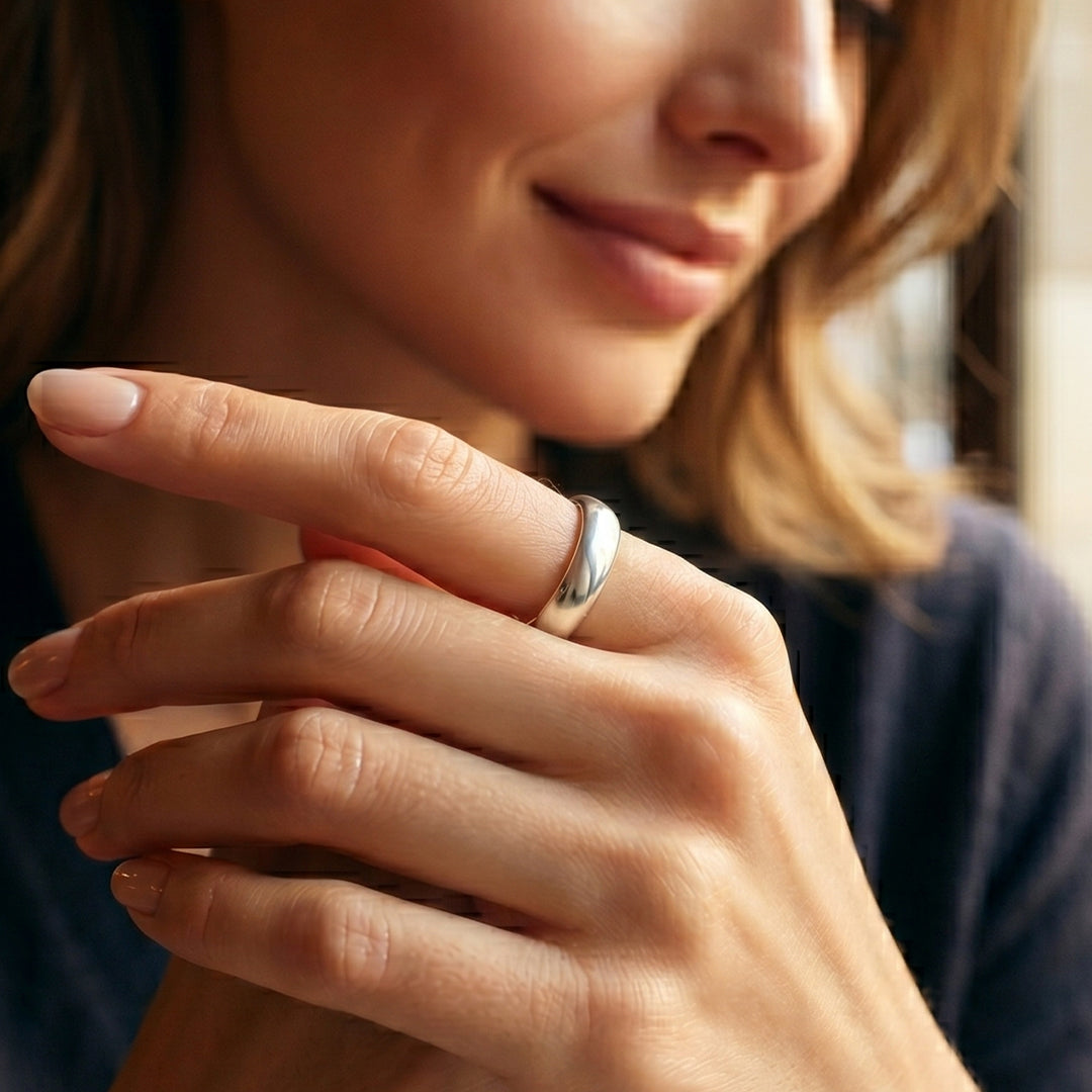 Classic Silver Couple Band Ring