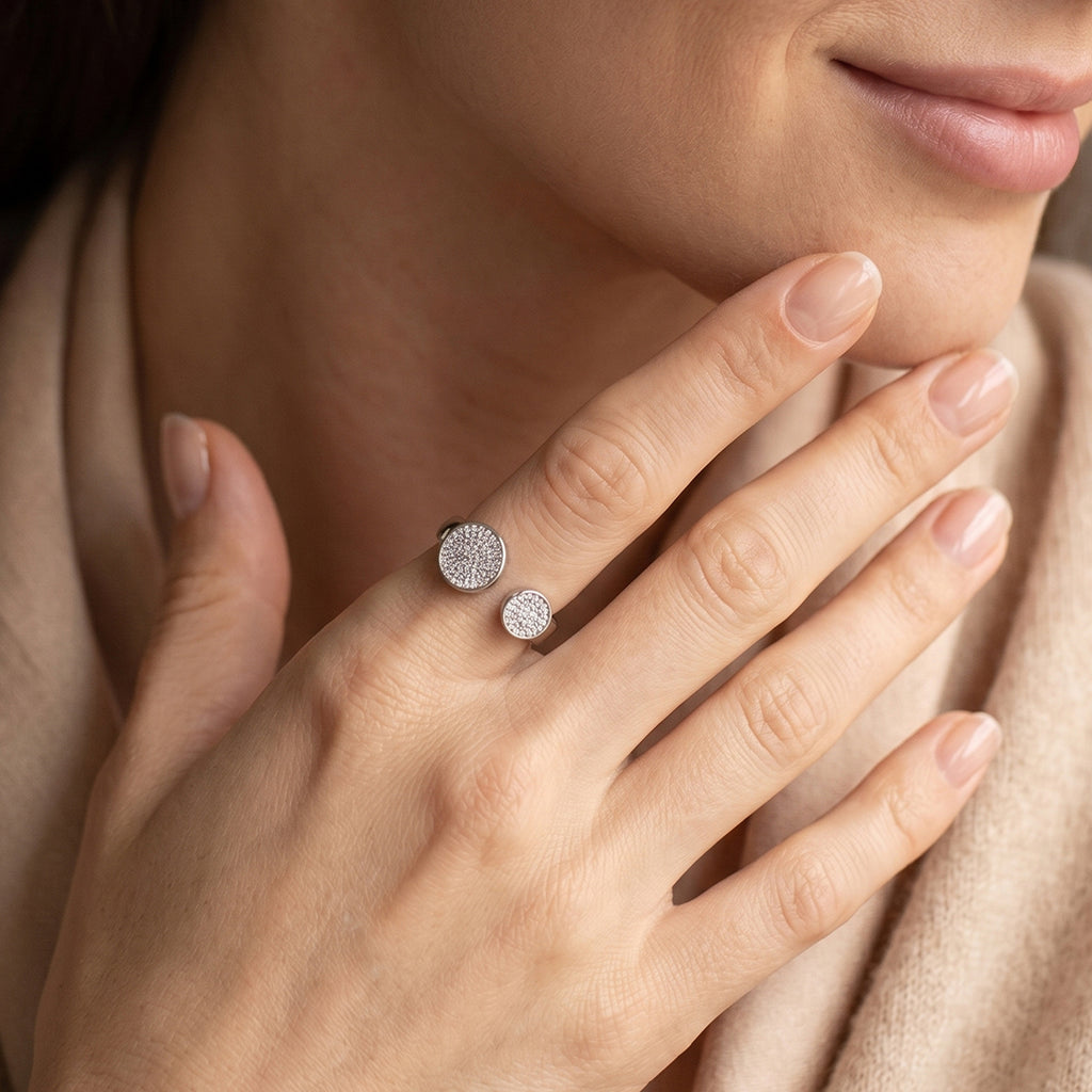 Minimalist Open Cuff Pave Ring