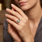 Green Geometric CZ Ring