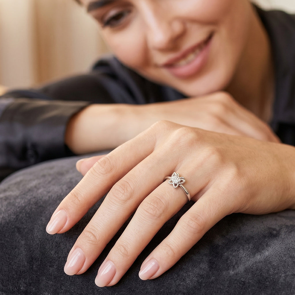 Crystal Butterfly Silver Ring