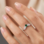 Green Crown Silver Ring