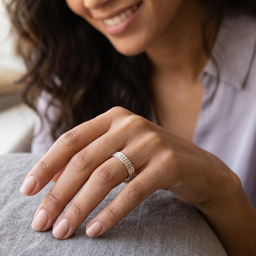 Half Eternity Silver Band Ring