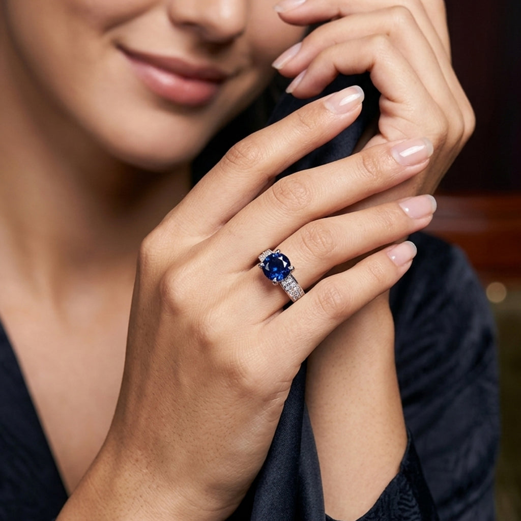 Blue stone  Solitaire Ring