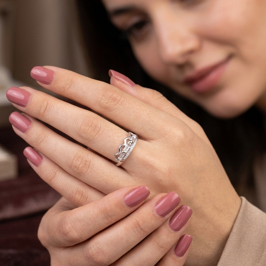 925 Sterling Silver Interlocking Wave Ring