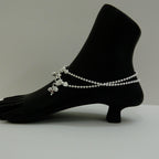 925 Sterling Silver Chain Anklet with Bead Cluster Charm