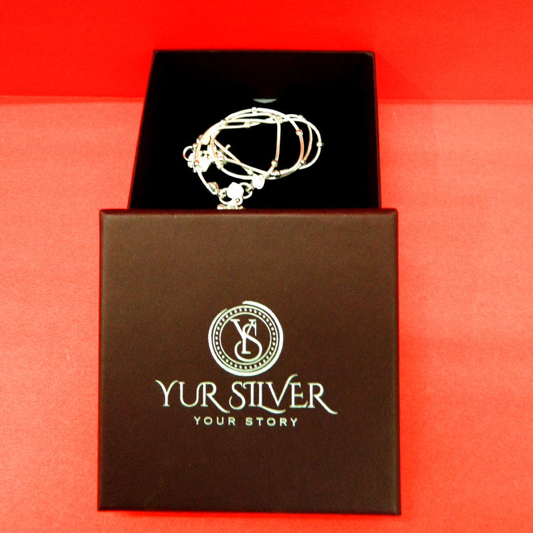 Beaded Snake Chain Silver Anklet