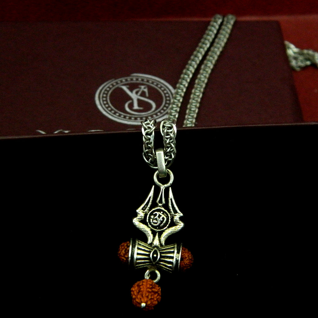 YurSilver Sacred Trishul Rudraksha Pendant