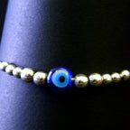 Evil Eye Mini Silver Bead Bracelet