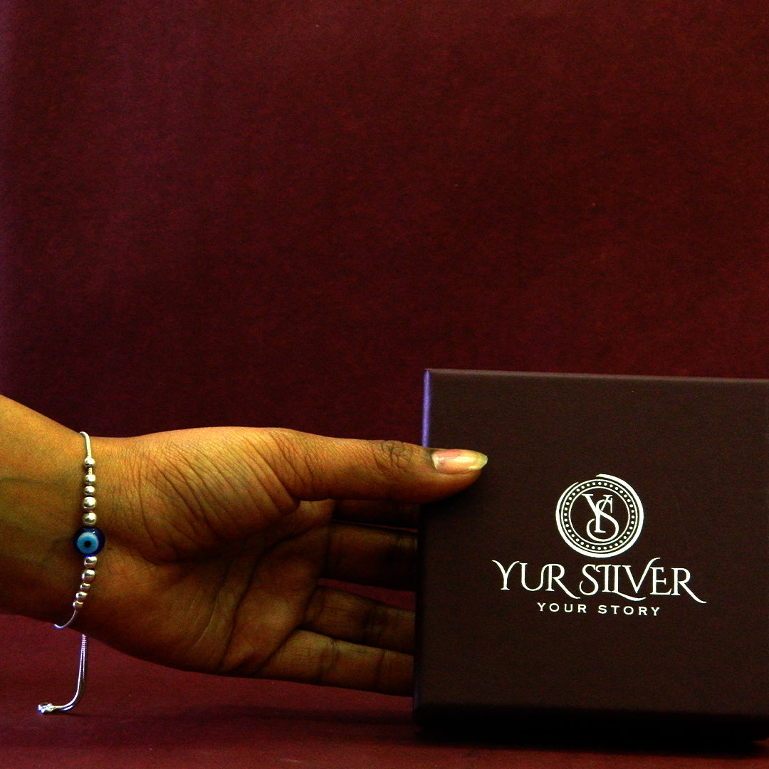 Evil Eye Mini Silver Bead Bracelet