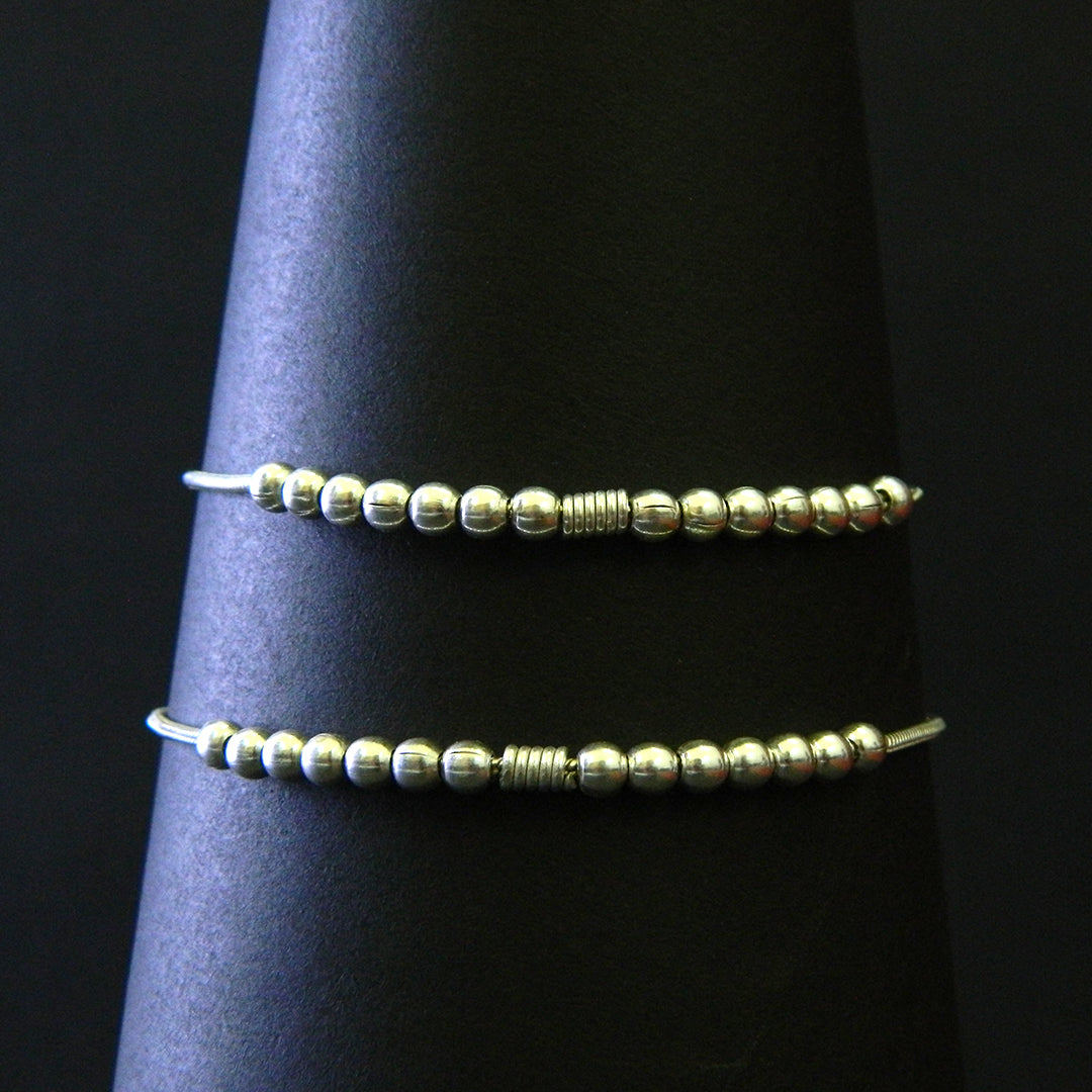 Textured Bead Silver Bracelet