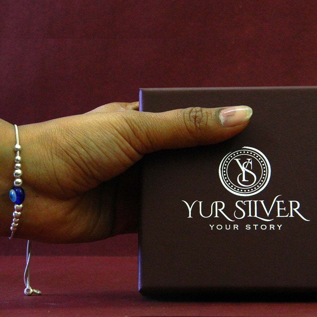 Evil Eye Mini Silver Bead Bracelet