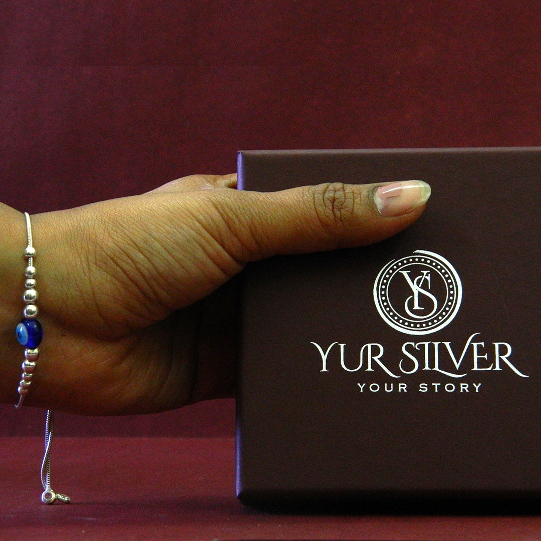 Evil Eye Mini Silver Bead Bracelet