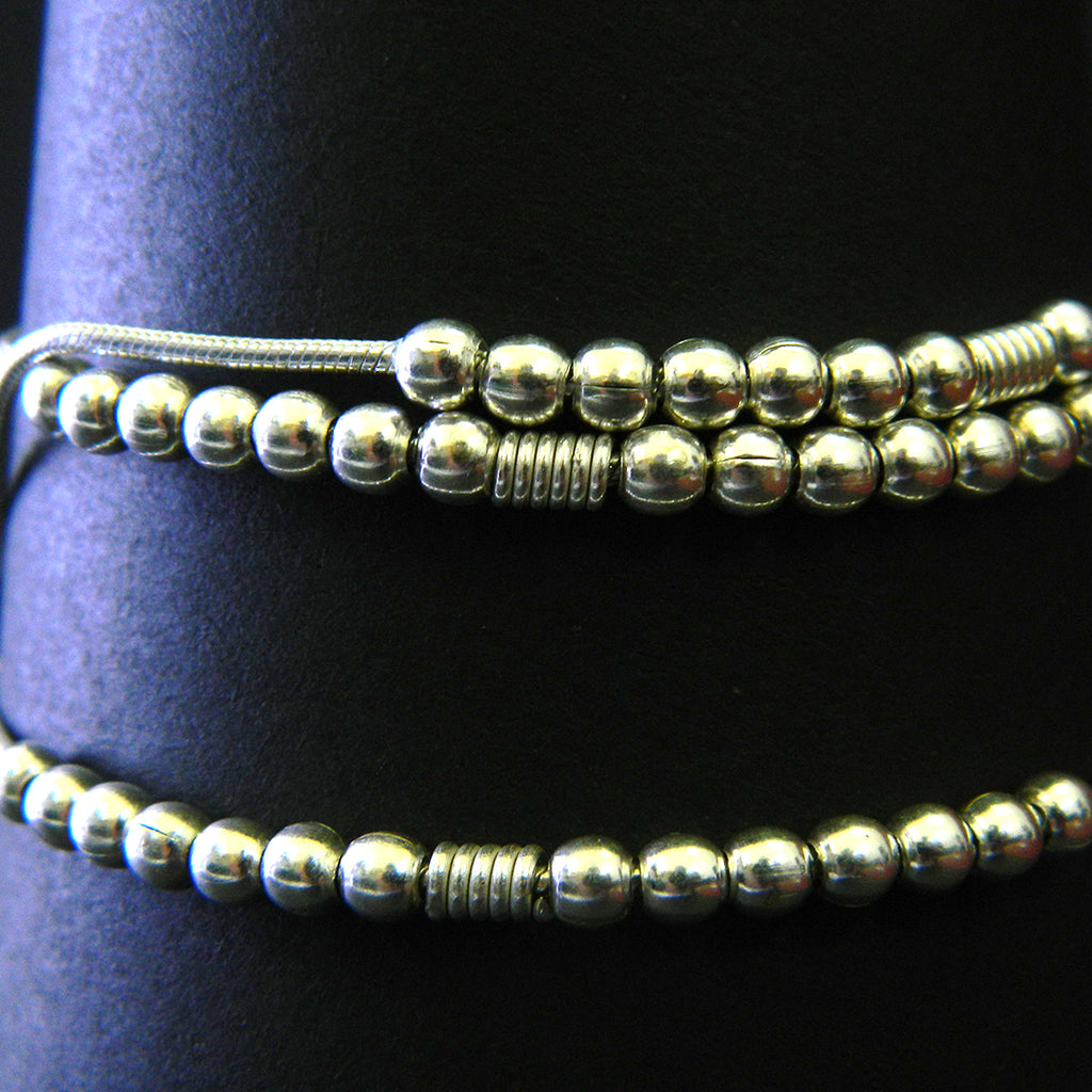 Textured Bead Silver Bracelet
