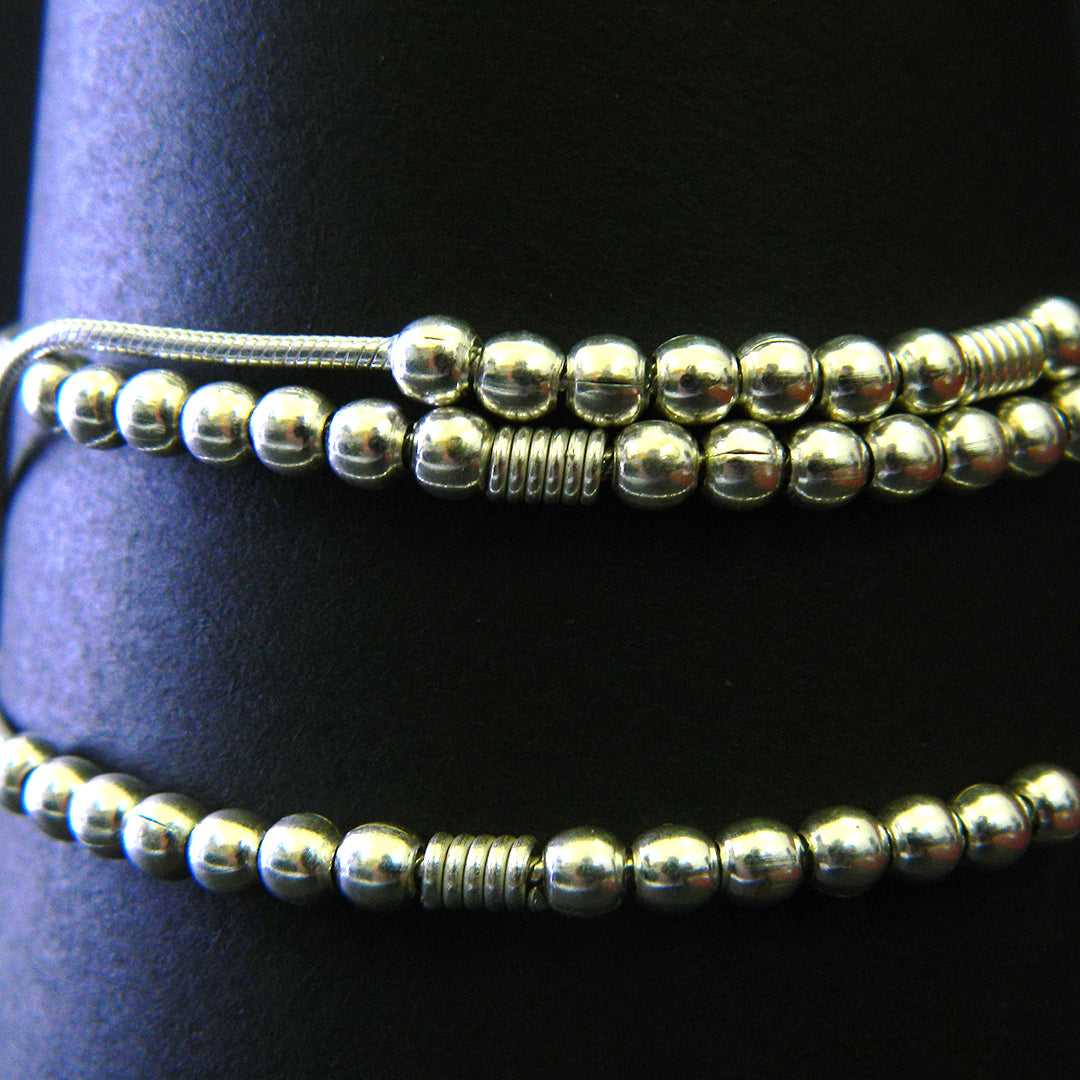 Textured Bead Silver Bracelet