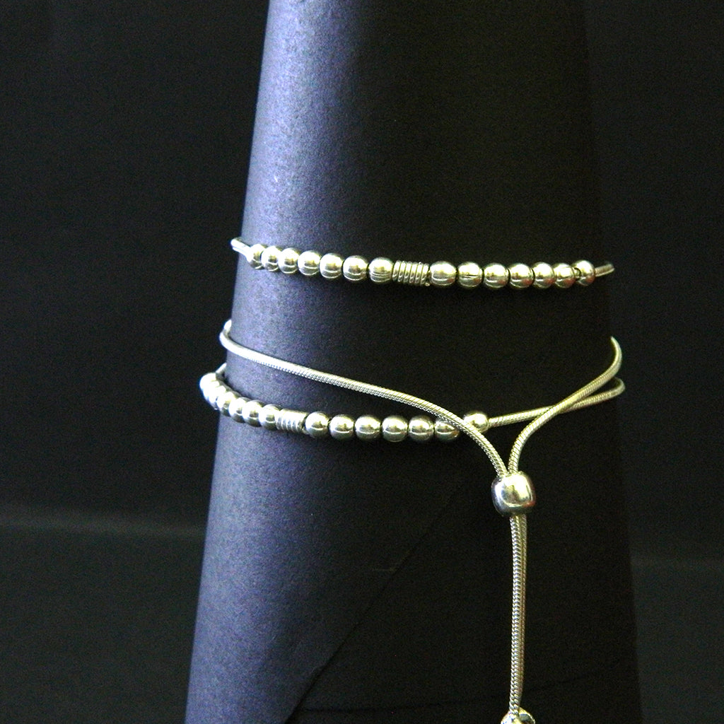 Textured Bead Silver Bracelet