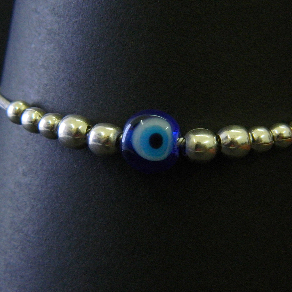 Evil Eye Mini Silver Bead Bracelet