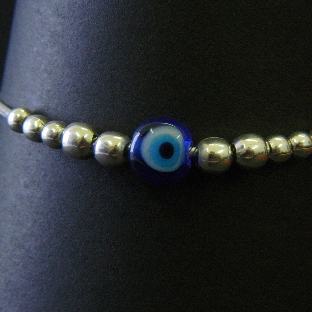 Evil Eye Mini Silver Bead Bracelet
