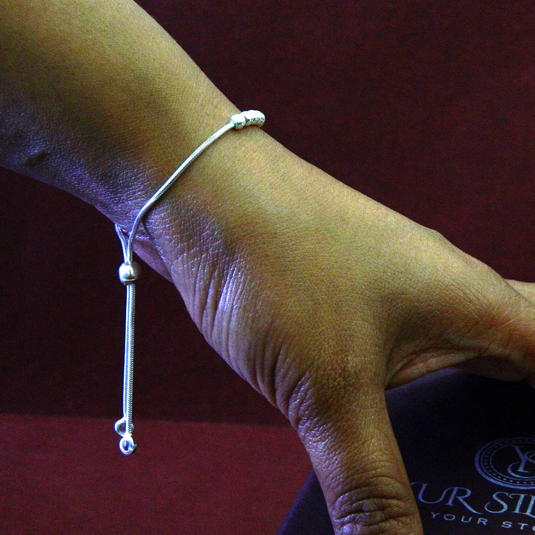 Textured Bead Silver Bracelet