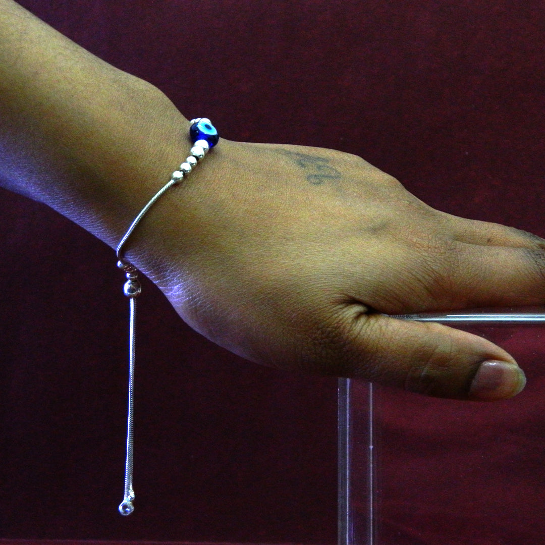 Evil Eye Mini Silver Bead Bracelet