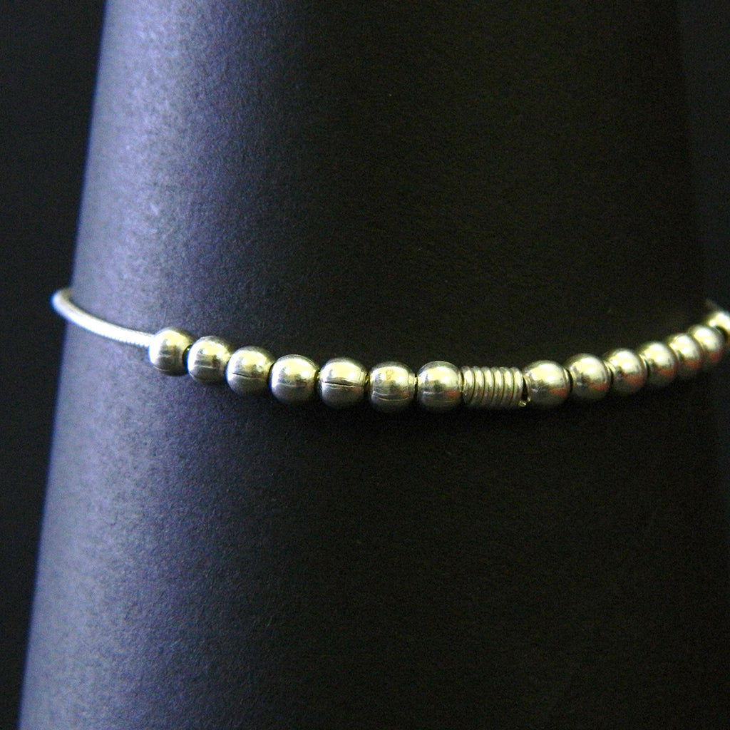 Textured Bead Silver Bracelet