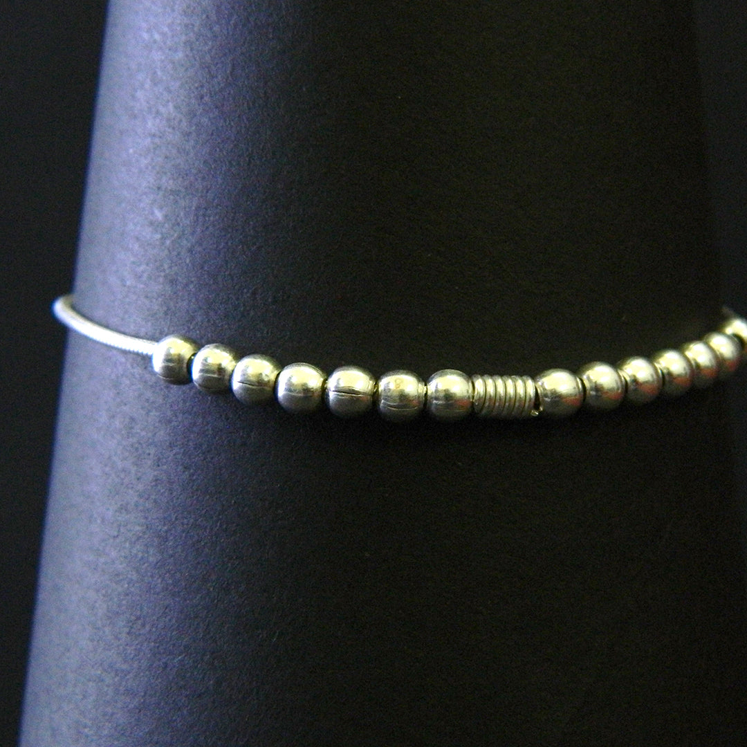 Textured Bead Silver Bracelet