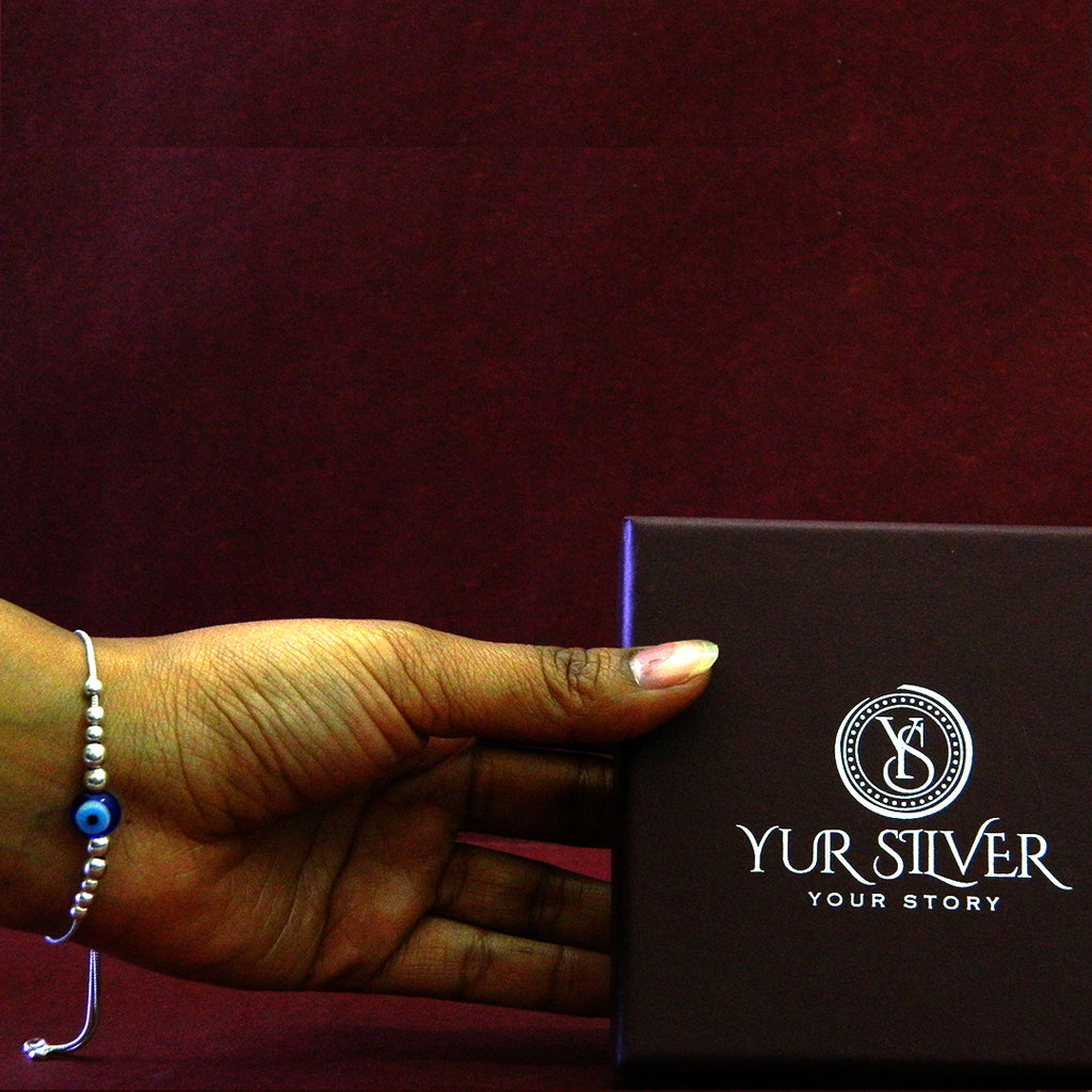 Evil Eye Mini Silver Bead Bracelet