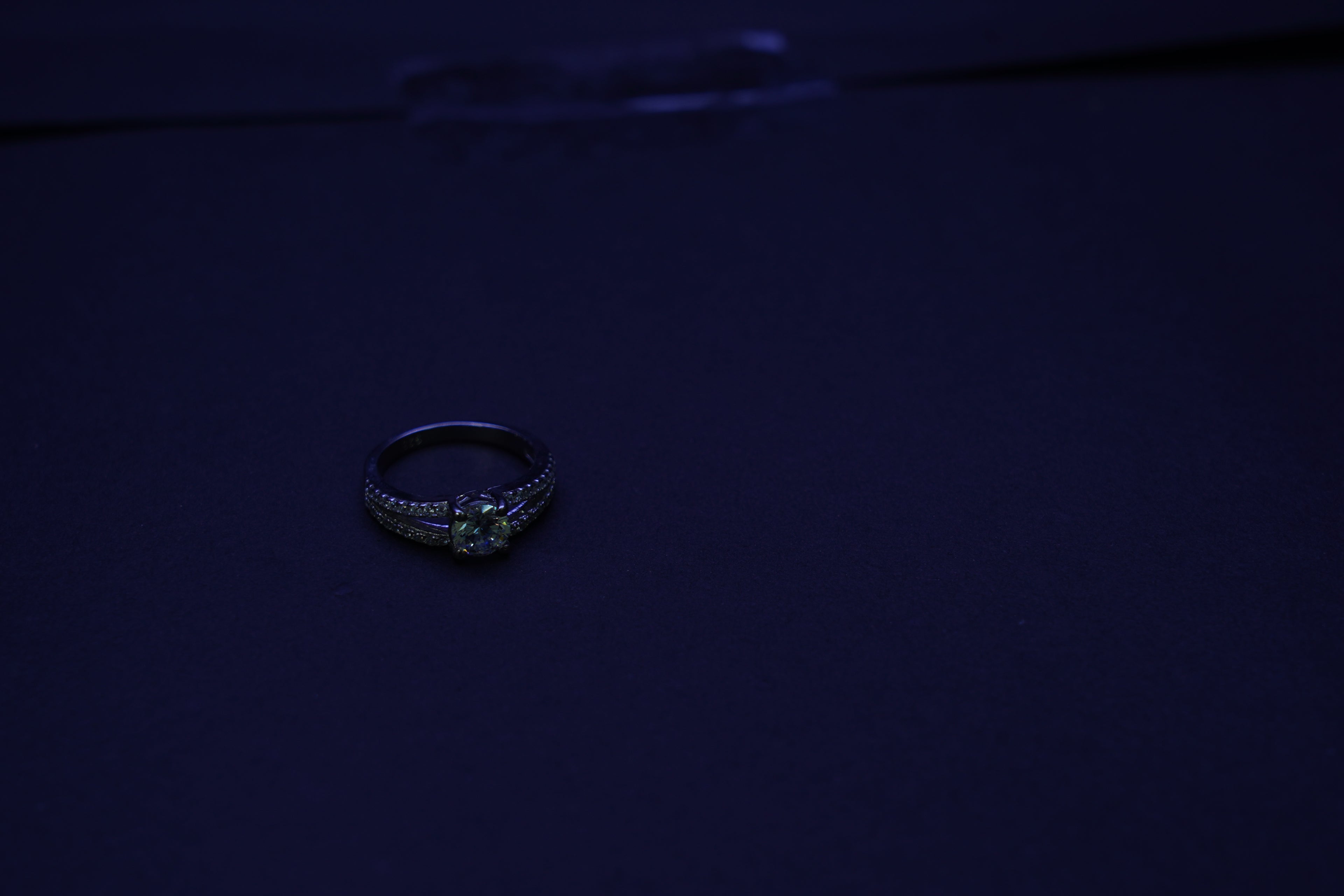 925 Sterling Silver Double Pavé Solitaire Ring