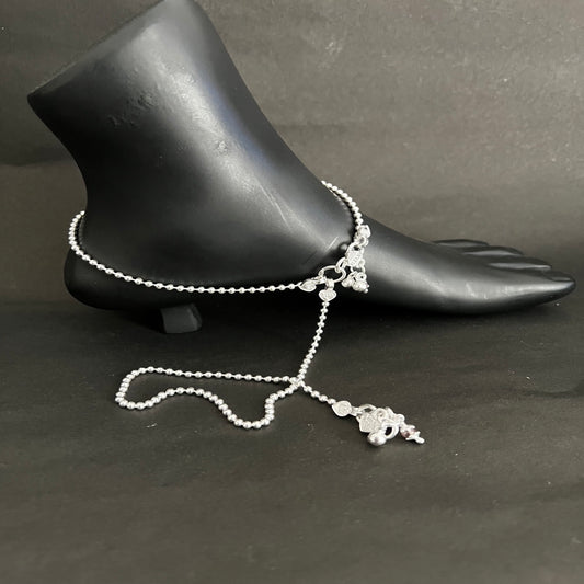 Classic Bead Chain Silver Payal