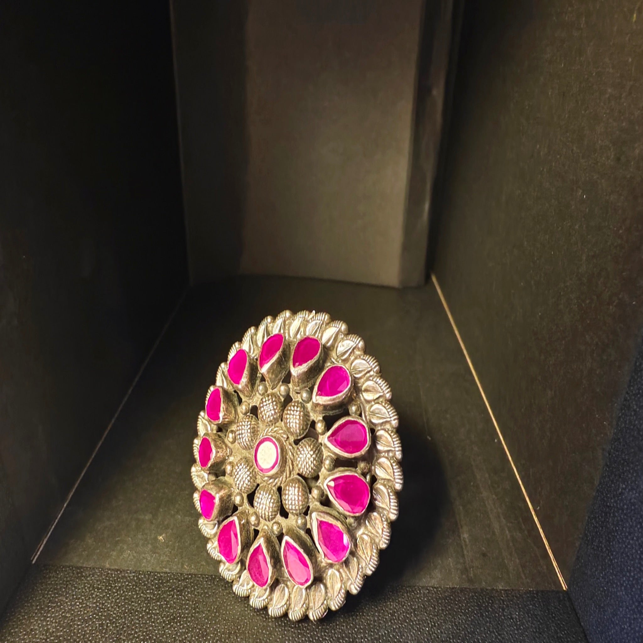 Ruby Petal Statement Ring in 925 Sterling Silver