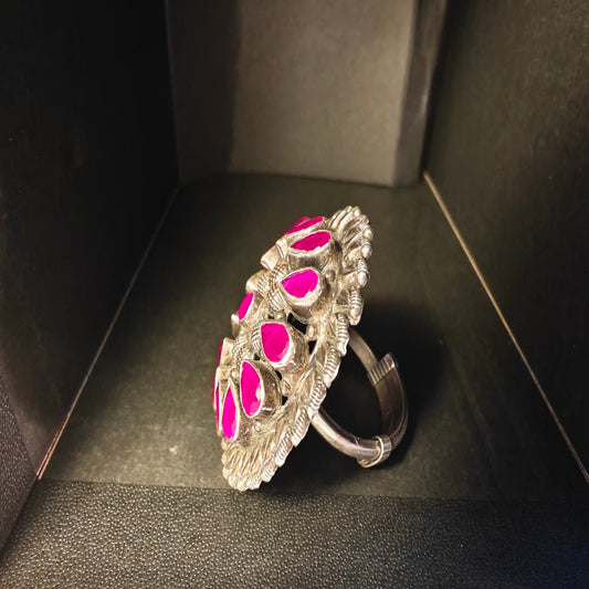 Ruby Petal Statement Ring in 925 Sterling Silver