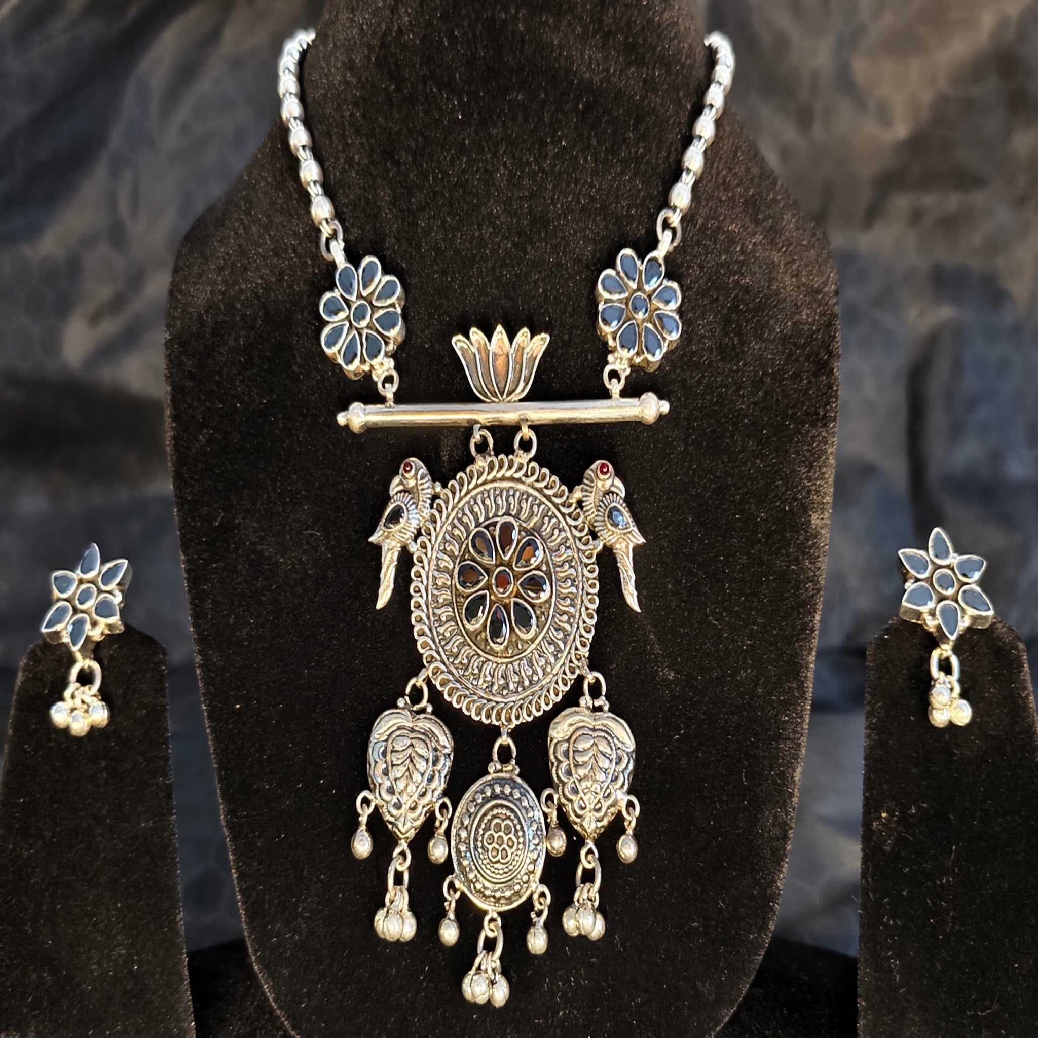 Lotus Medallion Tribal Necklace Set
