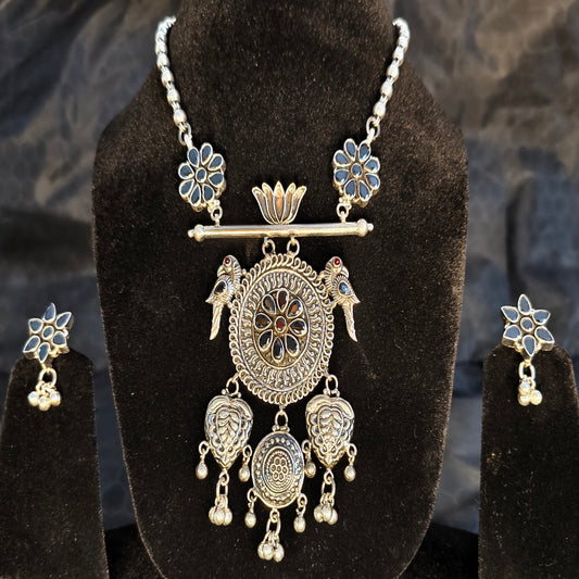 Lotus Medallion Tribal Necklace Set