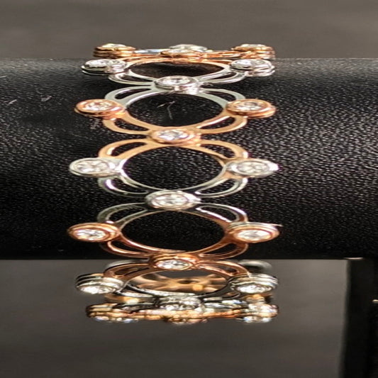 Floral Link Rose Gold-Plated Bracelet (925 Sterling Silver)
