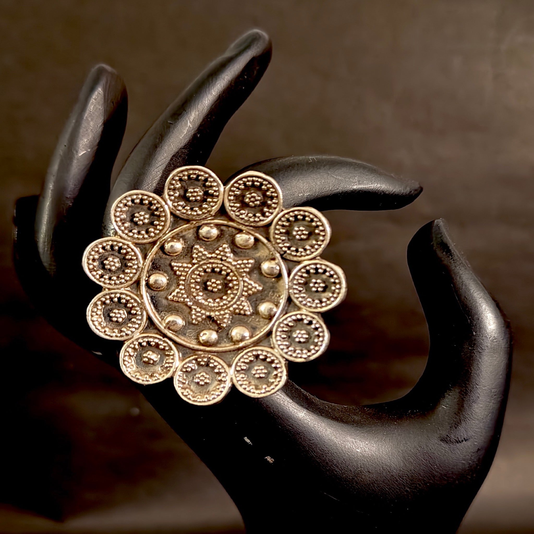 Tribal Mandala Statement Ring