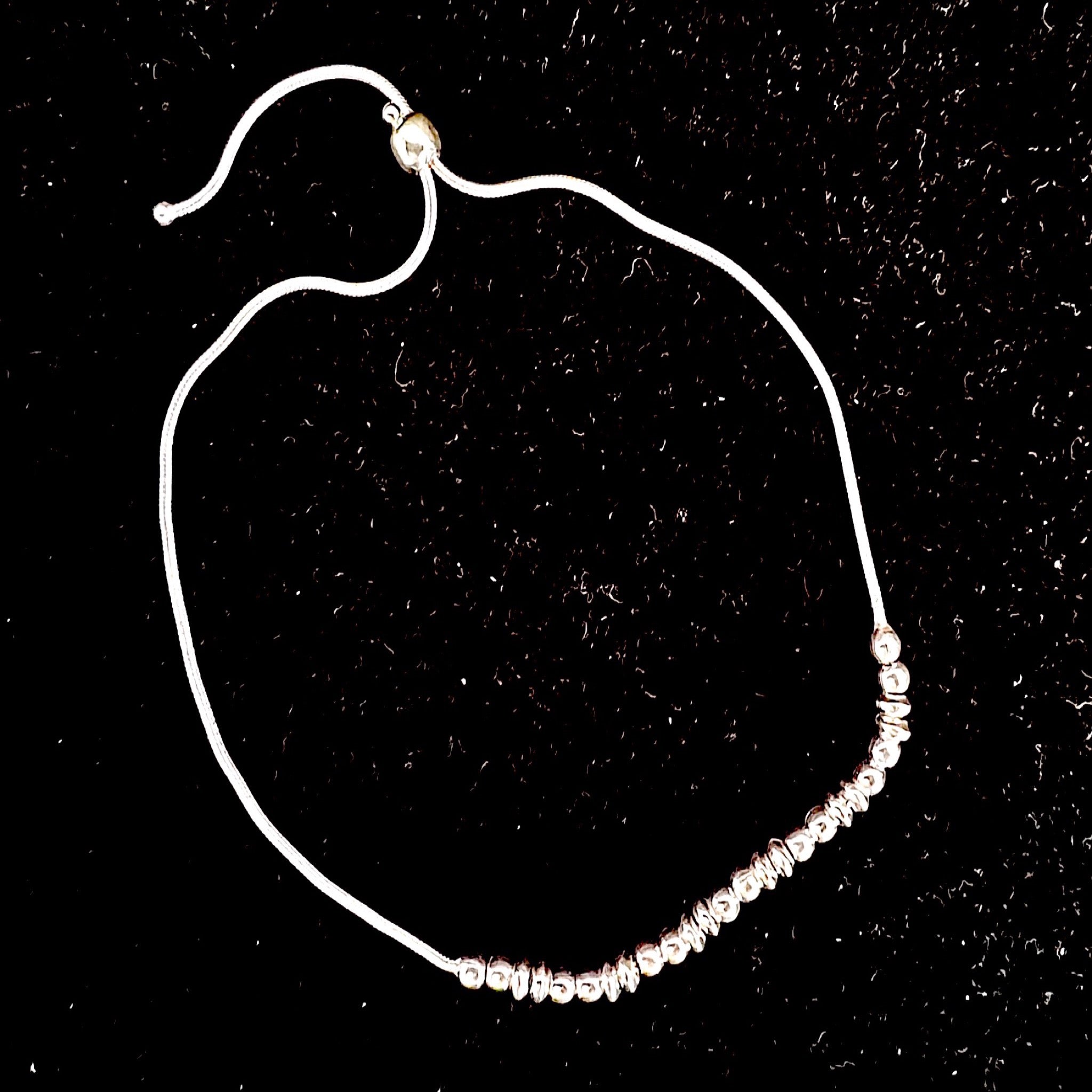 Silver Mini Bead Adjustable Bracelet
