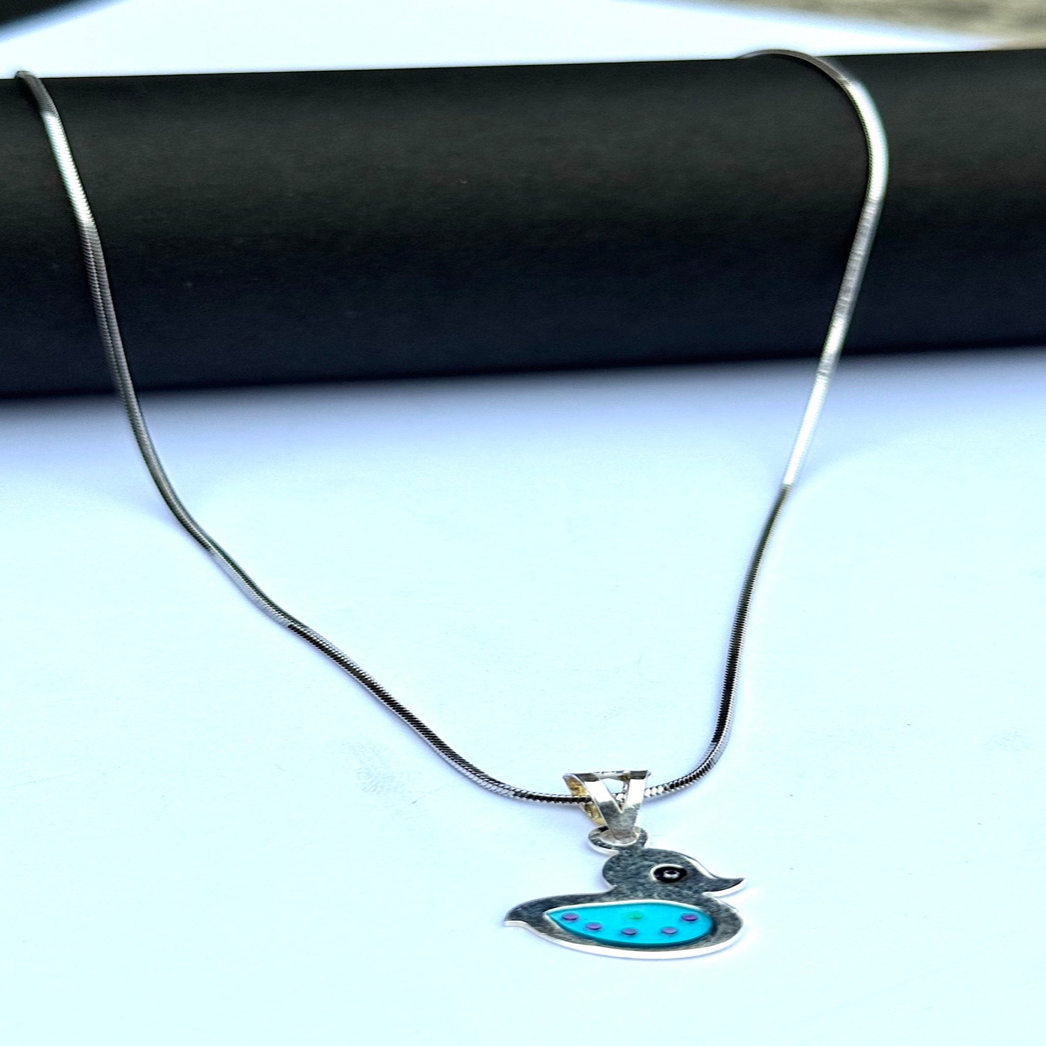 Duck Motif Enamel Pendant