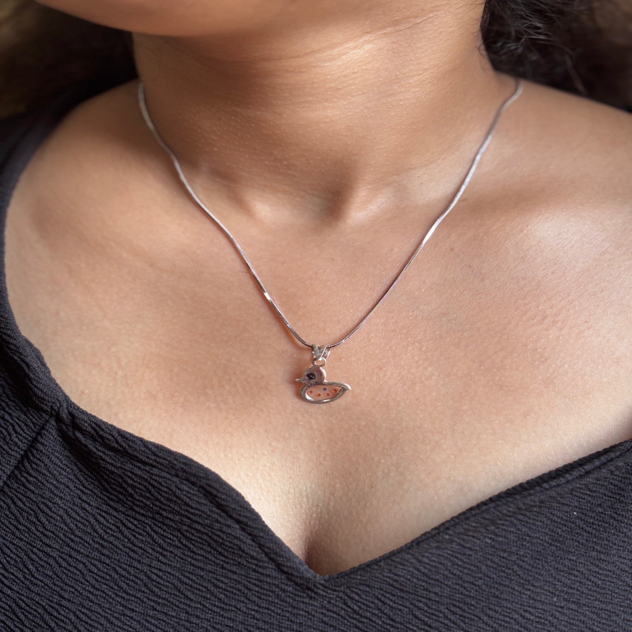 Duck Motif Enamel Pendant