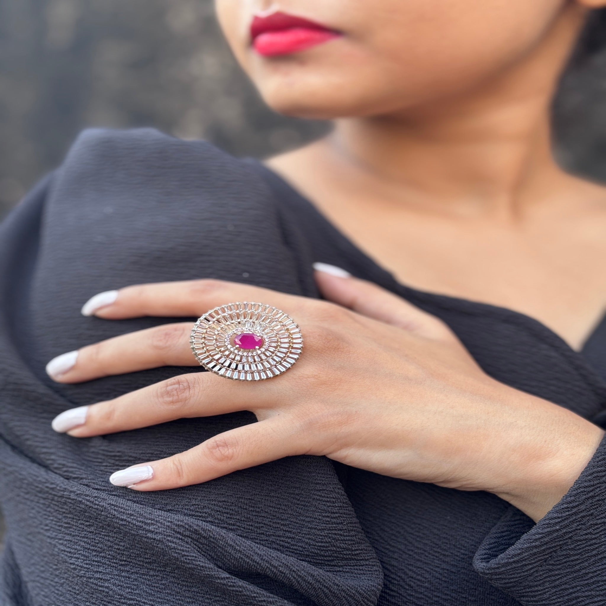 Celestial Radiance Cocktail Ring