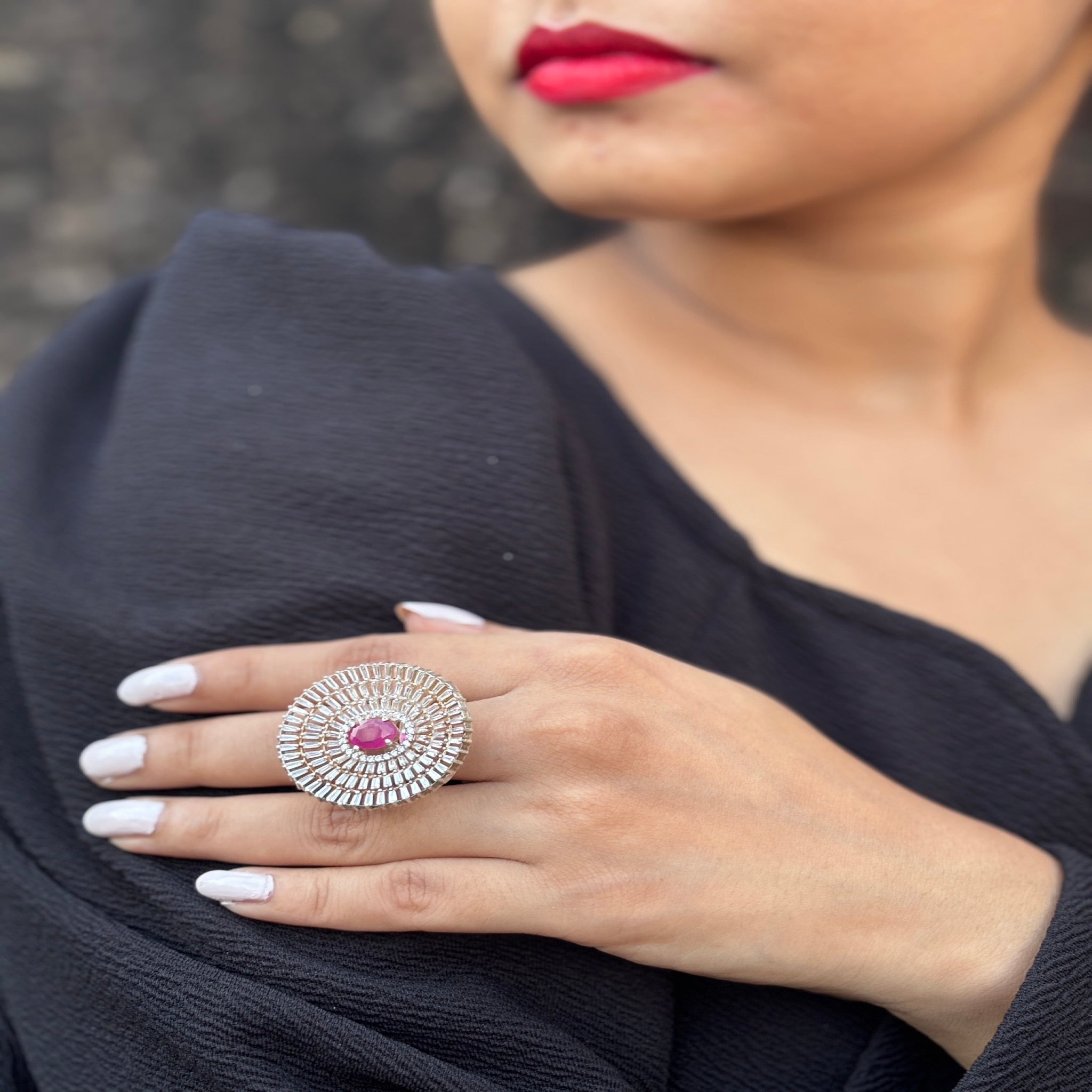Celestial Radiance Cocktail Ring