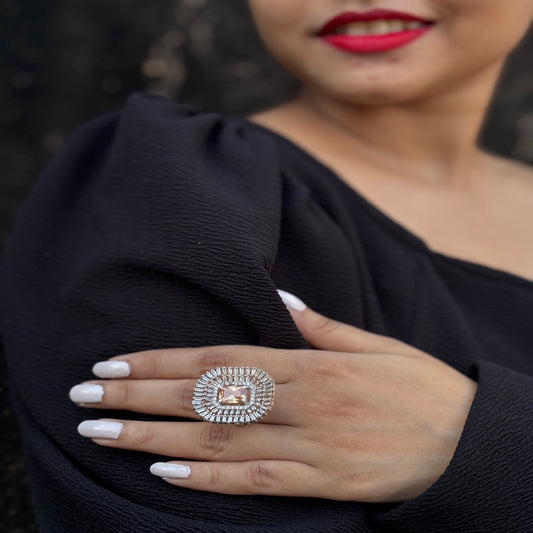 Grand Solitaire Halo Cocktail Ring