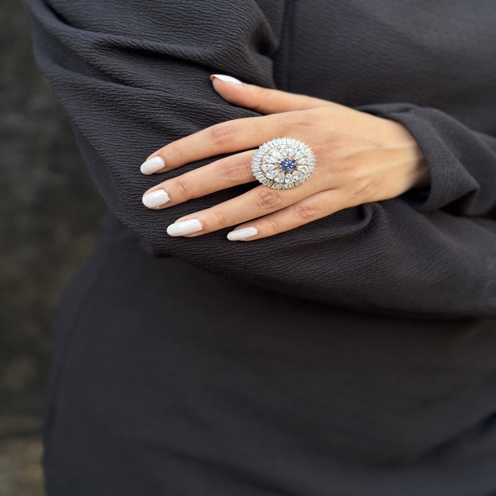 Azure Radiance Cocktail Ring